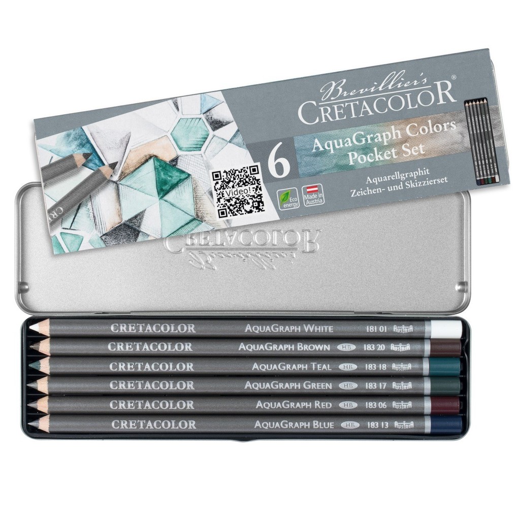 Cretacolor Künstlerstifte Aquarellgraphit Pocket Set 6er Metalletui