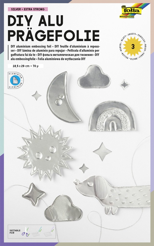 folia Prägefolie silber, 3 Blatt