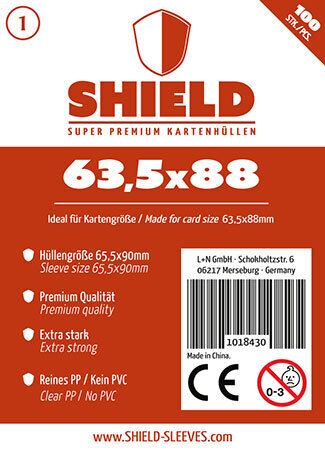 Shield 1 - 100 Super Premium Kartenhüllen für Kartengröße 635 x 88 mm