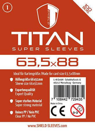 Shield Titan 1 - 100 Super Sleeves für Kartengröße 635 x 88 mm