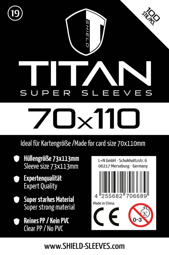 Shield Titan 19 - 100 Super Sleeves für Kartengröße 70x110 mm