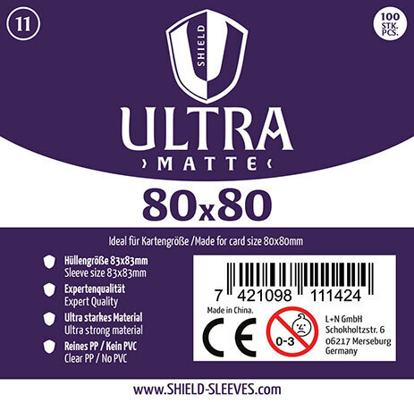 Shield Ultra Matte 11 - 100 Super Sleeves für Kartengröße 80 x 80 mm