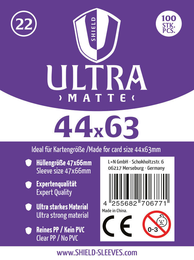 Shield Ultra Matte 22 - 100 Super Sleeves für Kartengröße 44x63 mm