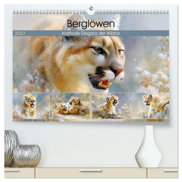 Berglöwen. Kraftvolle Eleganz der Wildnis (hochwertiger Premium Wandkalender 2027 DIN A2 quer) Kunstdruck in Hochglanz