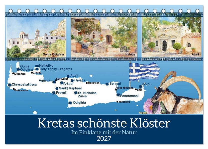 Kretas schönste Klöster (Tischkalender 2027 DIN A5 quer) CALVENDO Monatskalender