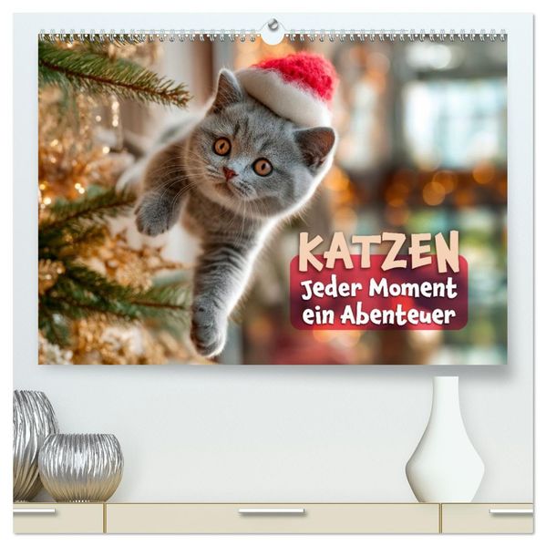Katzen - Jeder Moment ein Abenteuer (hochwertiger Premium Wandkalender 2027 DIN A2 quer) Kunstdruck in Hochglanz