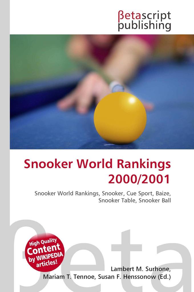 Snooker World Rankings 2000/2001