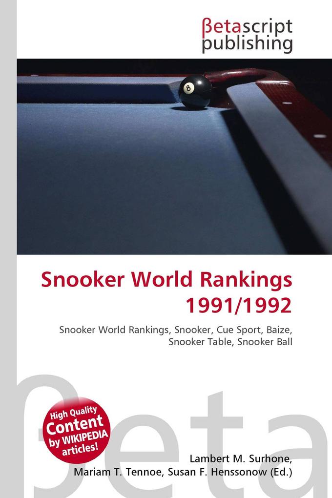 Snooker World Rankings 1991/1992