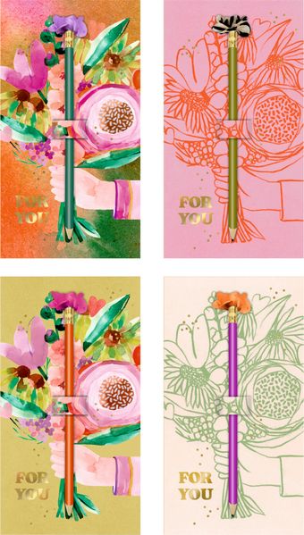 Karte mit Bleistift - Blumengrüße - Schöner Schenken