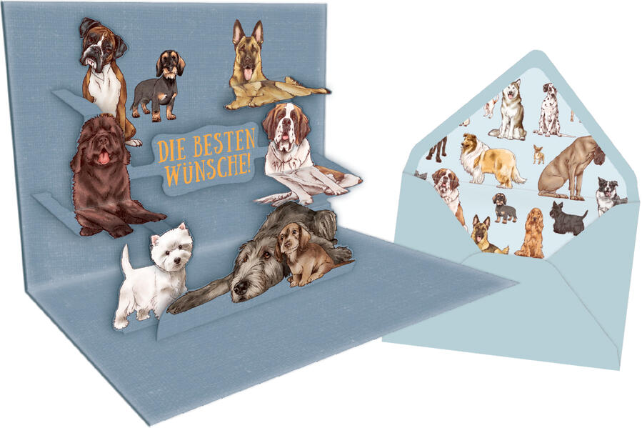 Pop-up-Grußkarte - I love Dogs