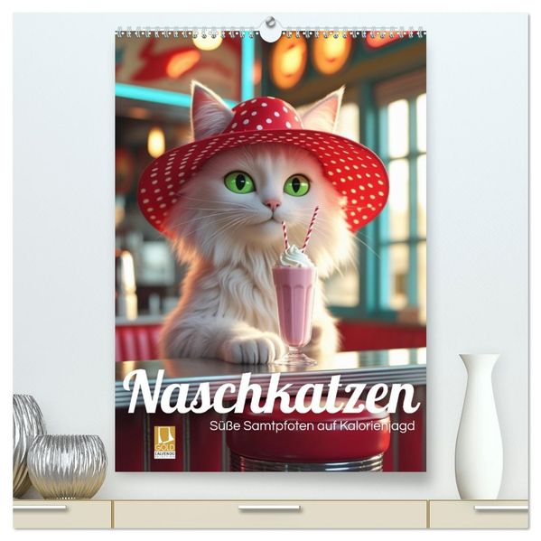 Naschkatzen - Süße Samtpfoten auf Kalorienjagd (hochwertiger Premium Wandkalender 2027 DIN A2 hoch) Kunstdruck in Hochglanz
