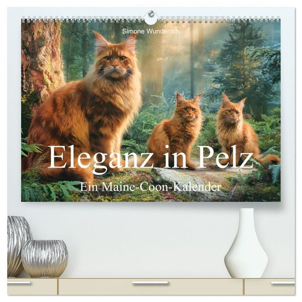 Eleganz in Pelz - ein Maine Coon - Kalender (hochwertiger Premium Wandkalender 2027 DIN A2 quer) Kunstdruck in Hochglanz