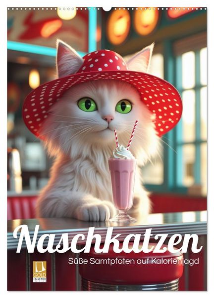 Naschkatzen - Süße Samtpfoten auf Kalorienjagd (Wandkalender 2027 DIN A2 hoch) CALVENDO Monatskalender