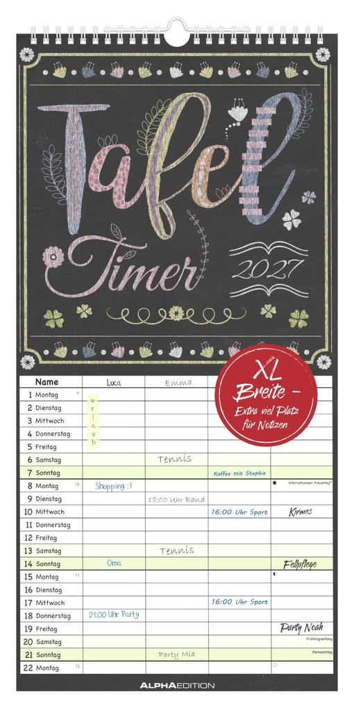 Tafel Timer - 4 Spalten 2027