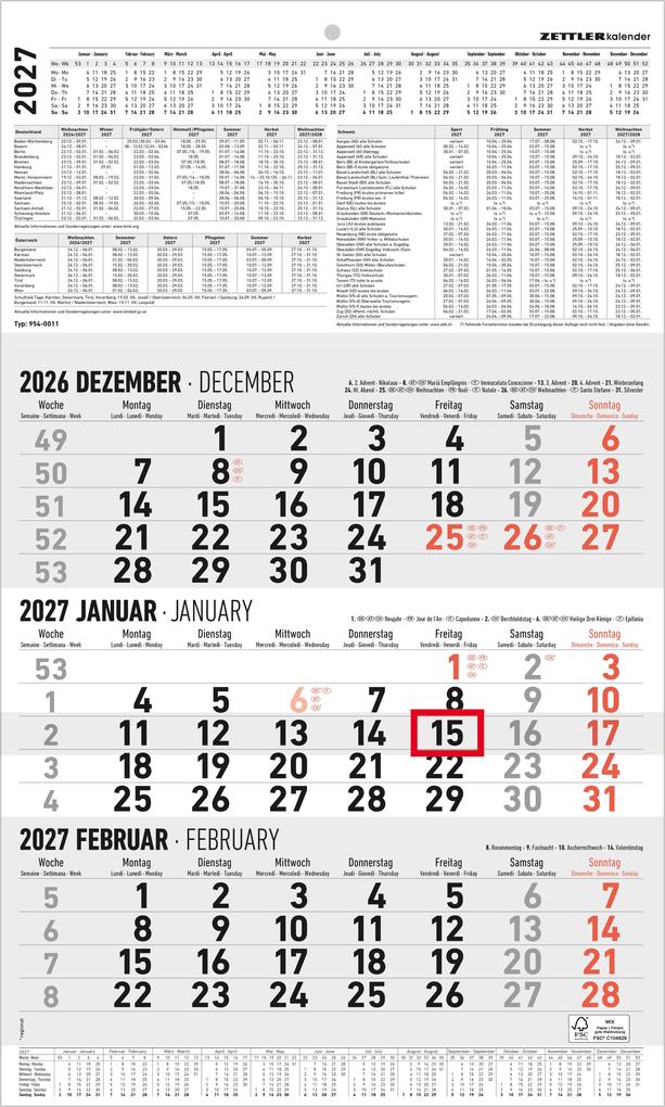 3-Monatskalender groß 2027
