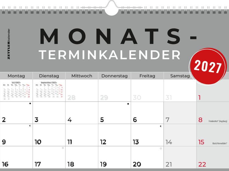 Monatsterminkalender 1M/1S 2027