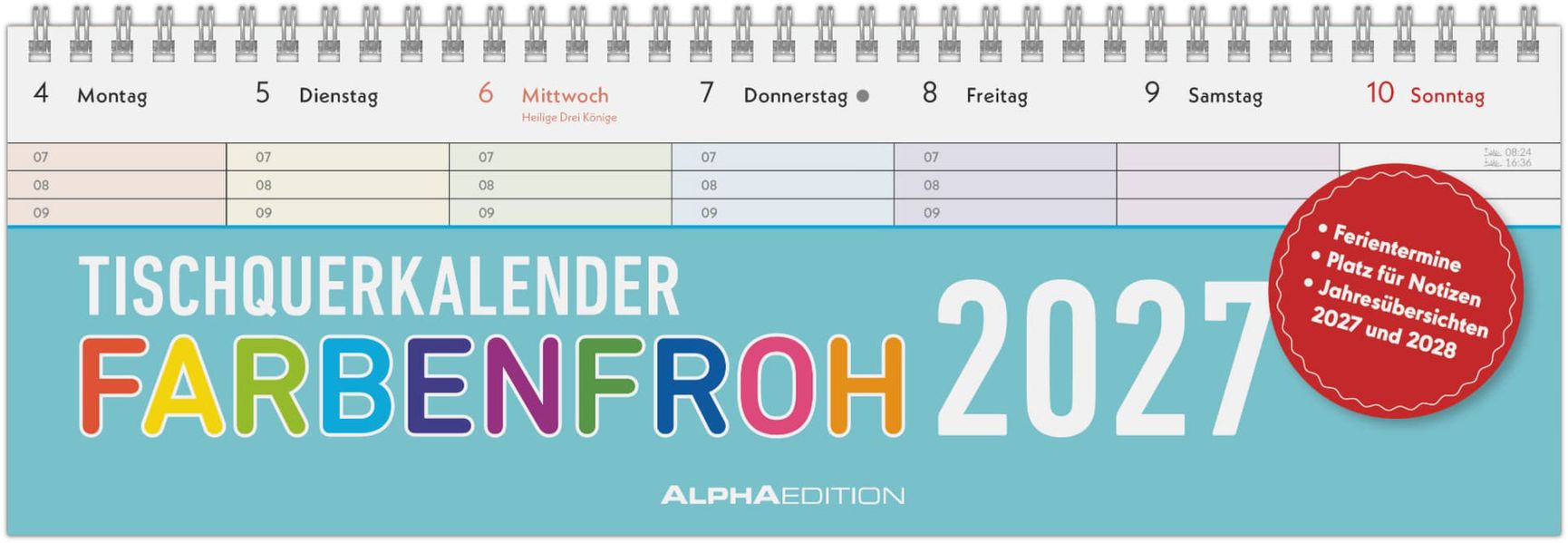 Tischquerkalender Farbenfroh 2027