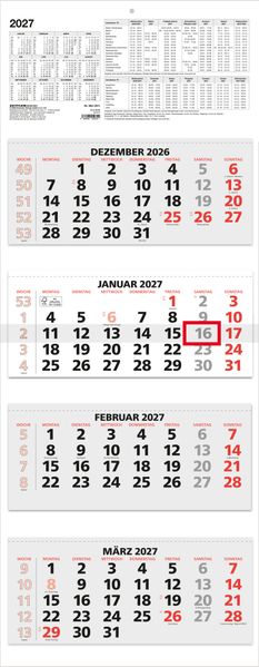 4-Monatskalender rot 2027