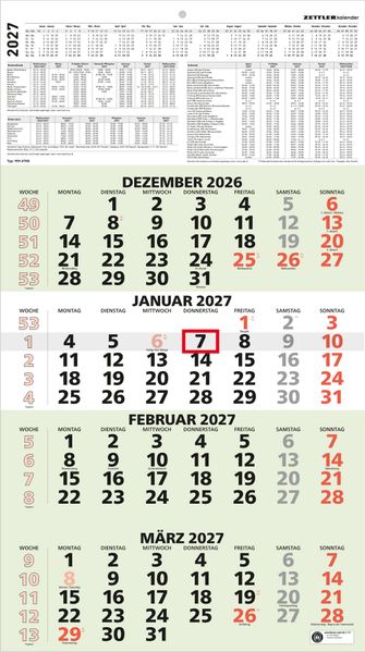 4-Monatskalender grün Blauer Engel 2027