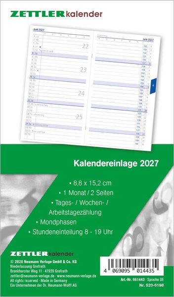 Kalenderersatzeinlage TP 1M/2S 2027
