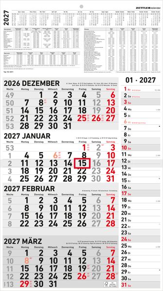 4-Monatskalender Kombi 2027