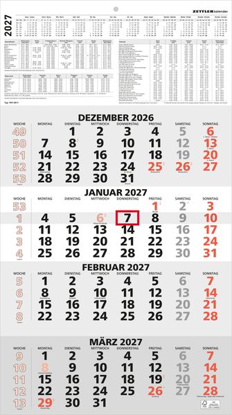 4-Monatskalender rot 2027
