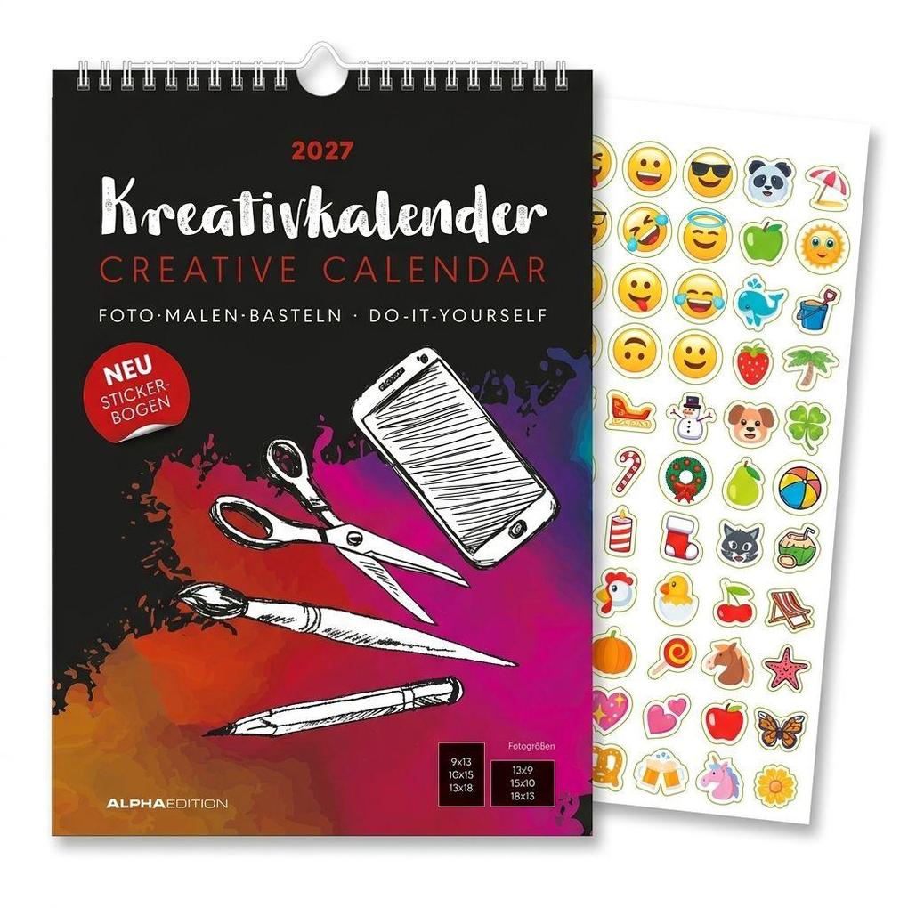 Kreativkalender A4 schwarz 2027