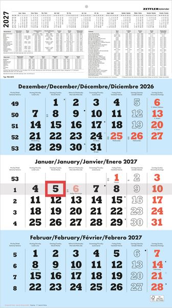 3-Monatskalender blau 2027