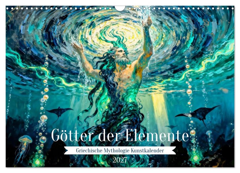 Götter der Elemente - Griechische Mythologie Kunstkalender (Wandkalender 2027 DIN A3 quer) CALVENDO Monatskalender