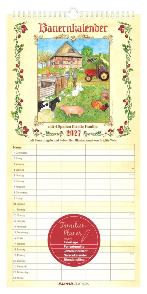 Bauernkalender Familienplaner 2027