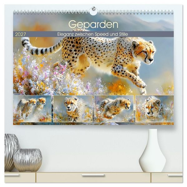 Geparden. Eleganz zwischen Speed und Stille (hochwertiger Premium Wandkalender 2027 DIN A2 quer) Kunstdruck in Hochglanz