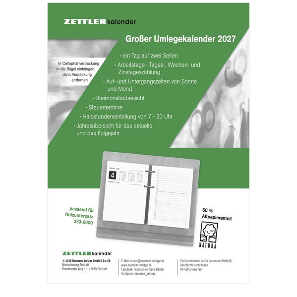 Umlegkalender 1T/2S 105x142 2027