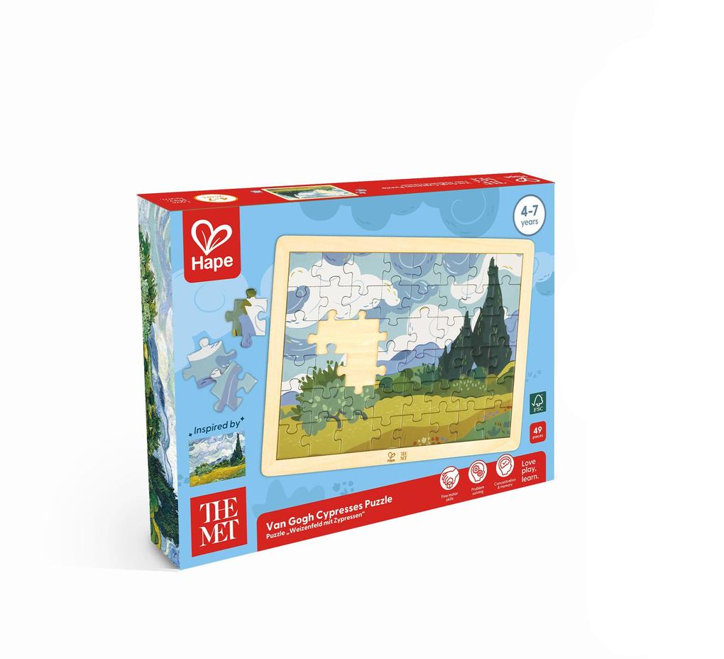 The Met: Puzzle 'Weizenfeld mit Zypressen' - 48 Teile