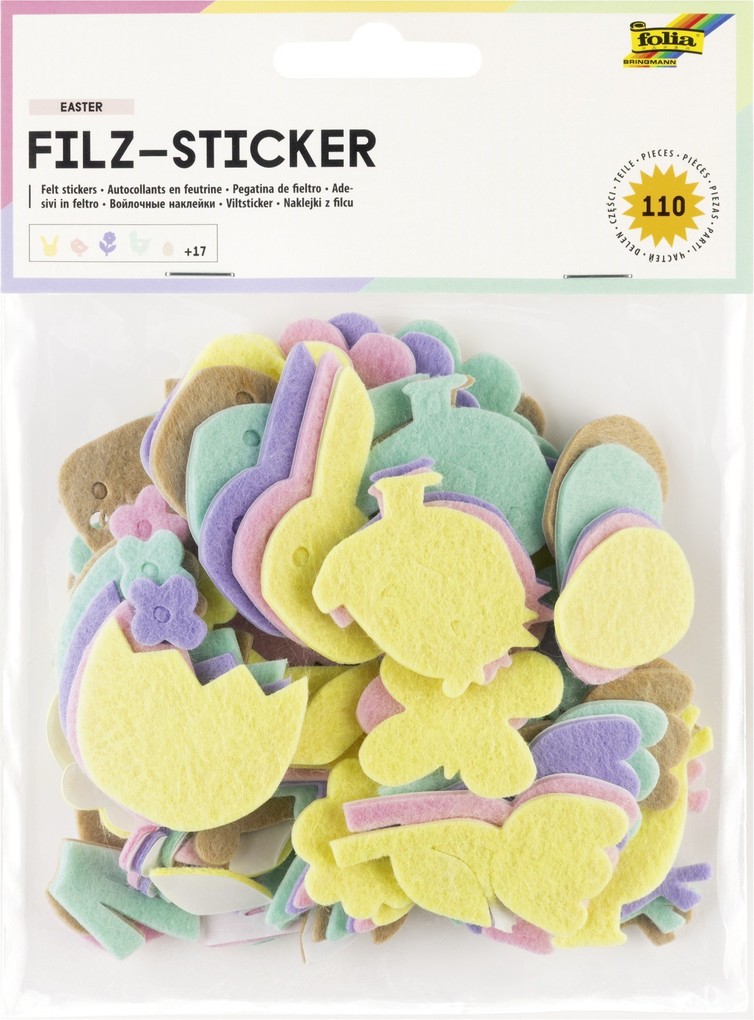Folia Filz-Sticker OSTERN 140 Teile farbig sortiert