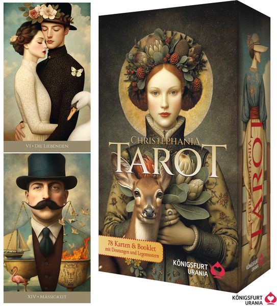 Christephania Tarot - 78 farbige Tarotkarten und ein 176-seitiges Booklet mit Deutungen und Legungen (nostalgisches hochwertiges Tarotdeck)