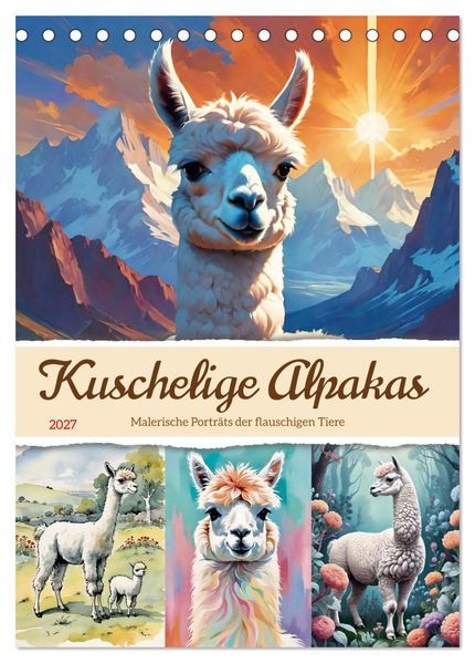 Kuschelige Alpakas (Tischkalender 2027 DIN A5 hoch) CALVENDO Monatskalender