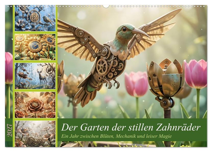 Der Garten der stillen Zahnräder - Ein Jahr zwischen Blüten Mechanik und leiser Magie (Wandkalender 2027 DIN A2 quer) CALVENDO Monatskalender