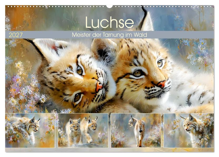 Luchse. Meister der Tarnung im Wald (Wandkalender 2027 DIN A2 quer) CALVENDO Monatskalender