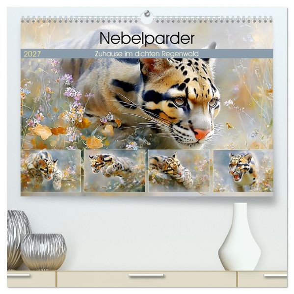 Nebelparder. Zuhause im dichten Regenwald (hochwertiger Premium Wandkalender 2027 DIN A2 quer) Kunstdruck in Hochglanz