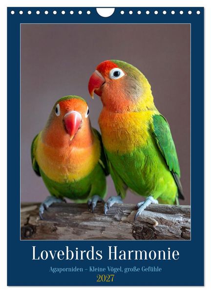 Lovebirds Harmonie (Wandkalender 2027 DIN A4 hoch) CALVENDO Monatskalender