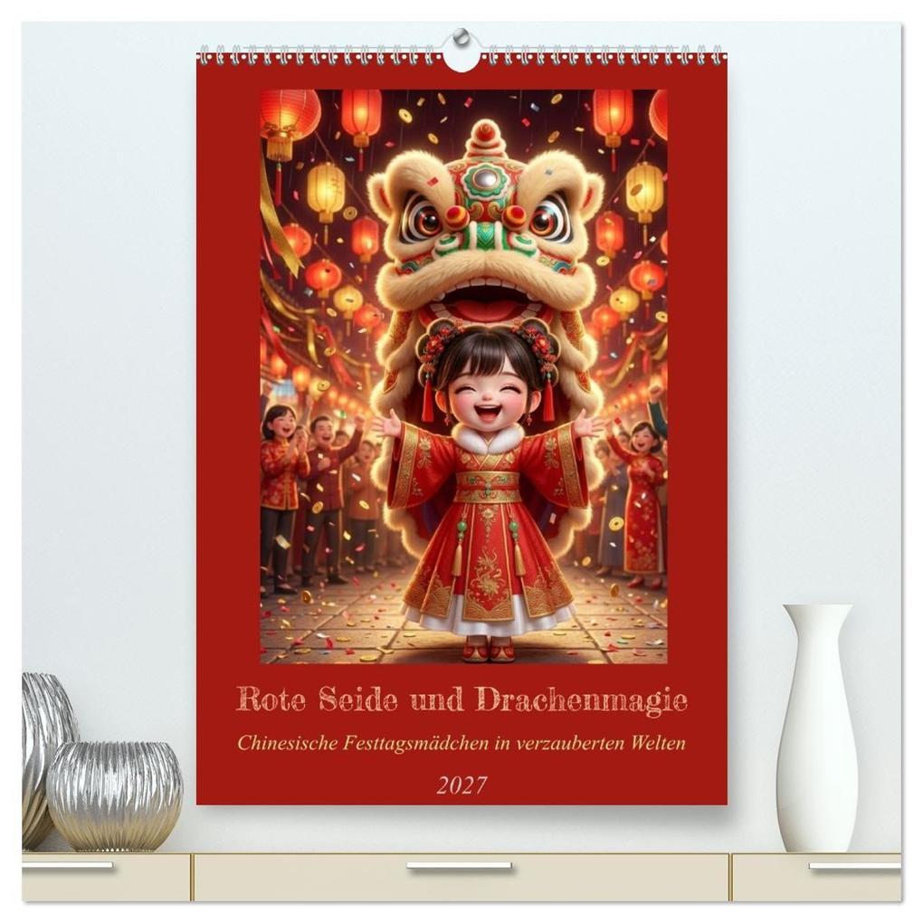 Rote Seide und Drachenmagie (hochwertiger Premium Wandkalender 2027 DIN A2 hoch) Kunstdruck in Hochglanz
