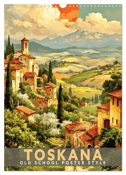 Toskana - Old School Poster Style (Wandkalender 2027 DIN A3 hoch) CALVENDO Monatskalender