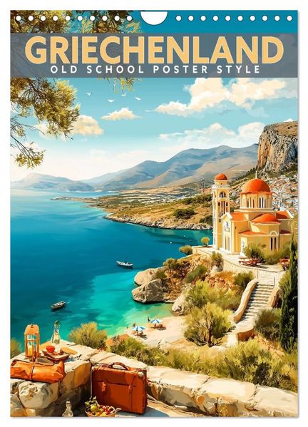 Griechenland - Old School Poster Style (Wandkalender 2027 DIN A4 hoch) CALVENDO Monatskalender