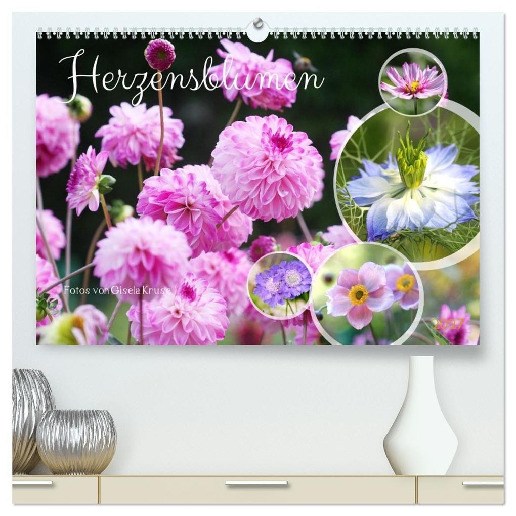 Herzensblumen (hochwertiger Premium Wandkalender 2027 DIN A2 quer) Kunstdruck in Hochglanz