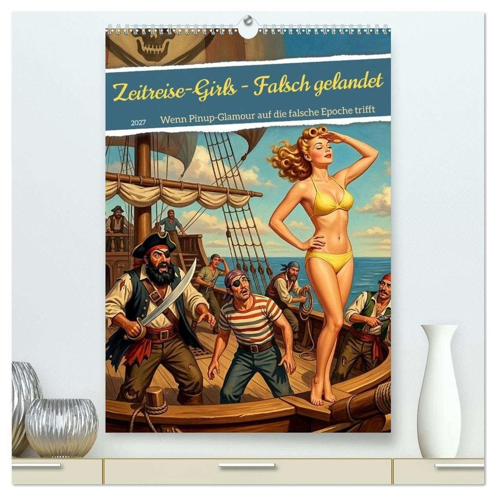Zeitreise-Girls - Falsch gelandet (hochwertiger Premium Wandkalender 2027 DIN A2 hoch) Kunstdruck in Hochglanz