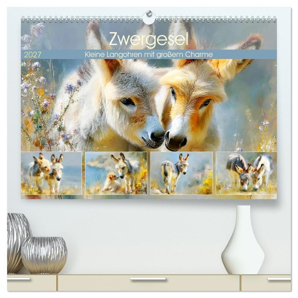 Zwergesel. Kleine Langohren mit großem Charme (hochwertiger Premium Wandkalender 2027 DIN A2 quer) Kunstdruck in Hochglanz