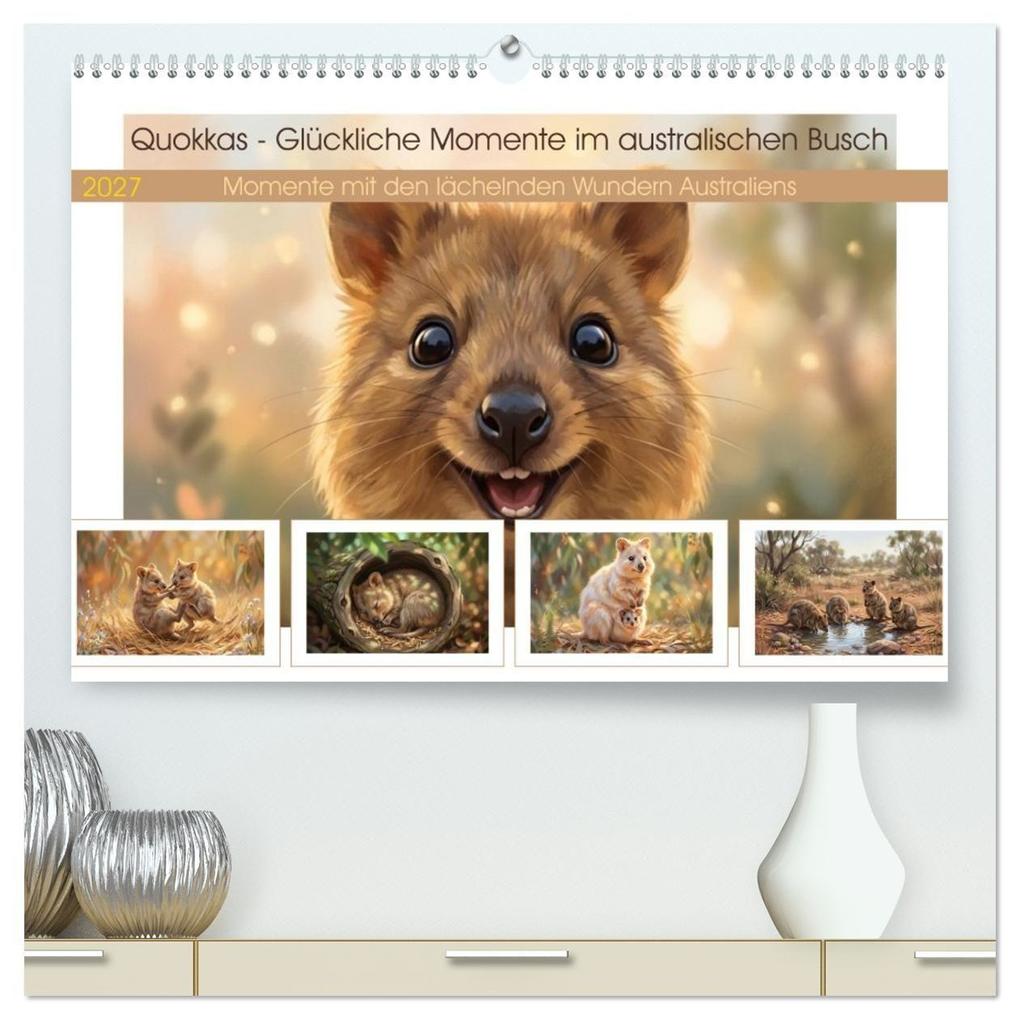 Quokkas - Glückliche Momente im australischen Busch (hochwertiger Premium Wandkalender 2027 DIN A2 quer) Kunstdruck in Hochglanz