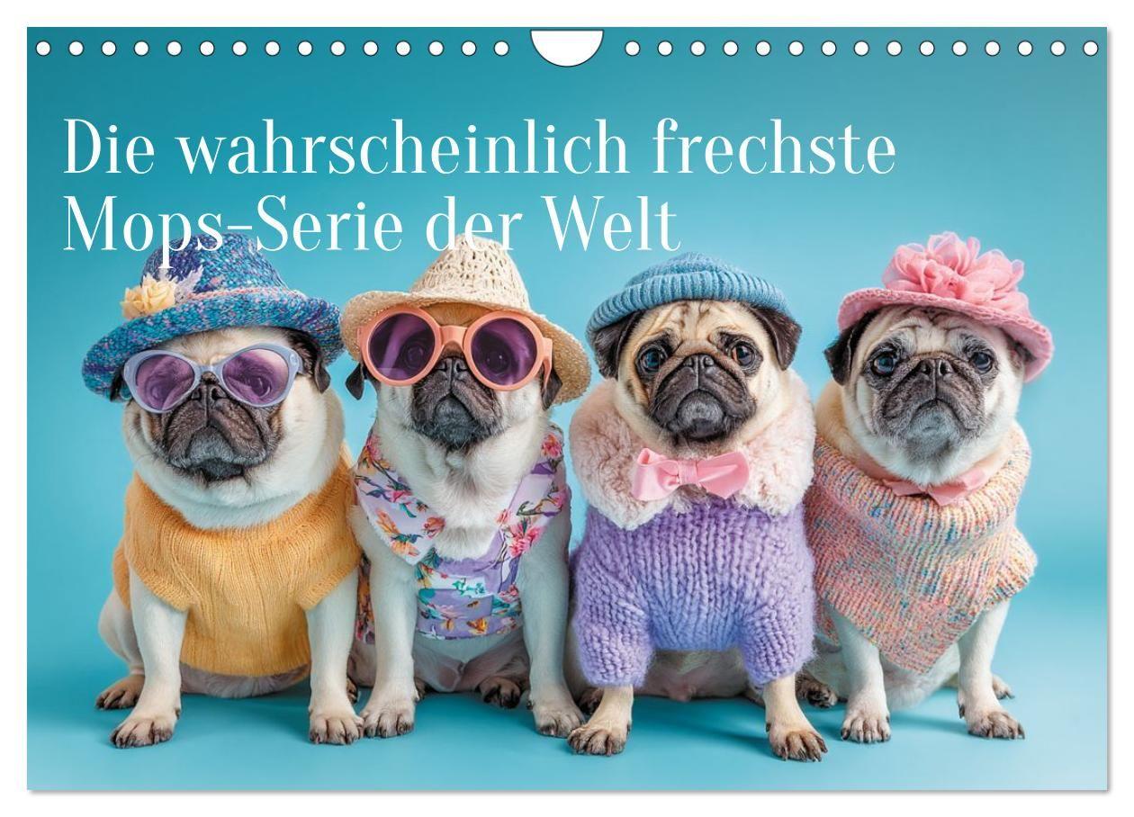 Der wahrscheinlich frechste Mops-Serie der Welt (Wandkalender 2027 DIN A4 quer) CALVENDO Monatskalender