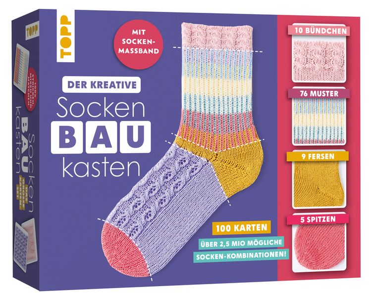 Der kreative SockenBAUKasten. Das große Karten-Set mit Sockenmaßband