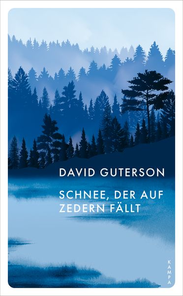 Schnee der auf Zedern fällt